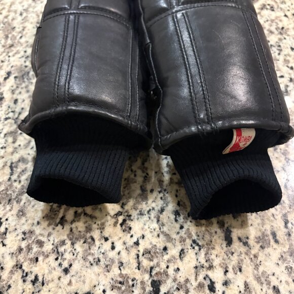 Vtg Kombi Leather Mittens Unisex Medium Black Insulated Wrist Cuff Ski Snowboard - Picture 7 of 9